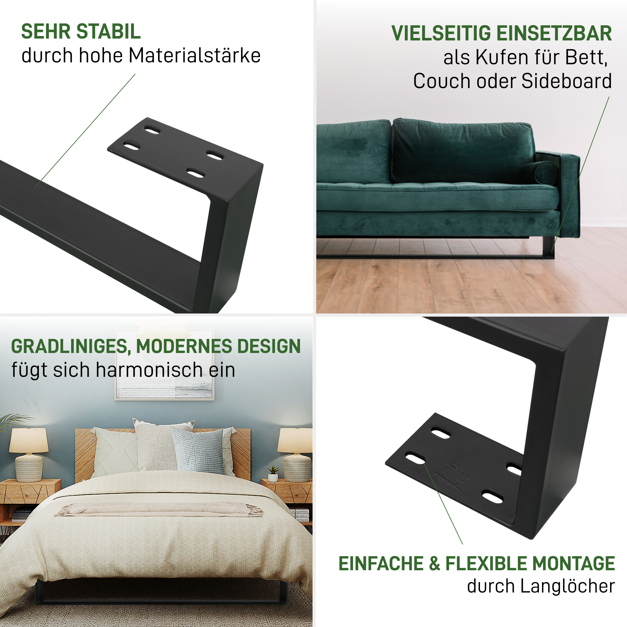 Juego de 2 alfombrillas de cama RECHTECK