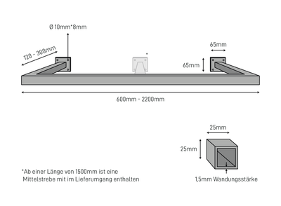 Kledingstang RECHTECK Wand