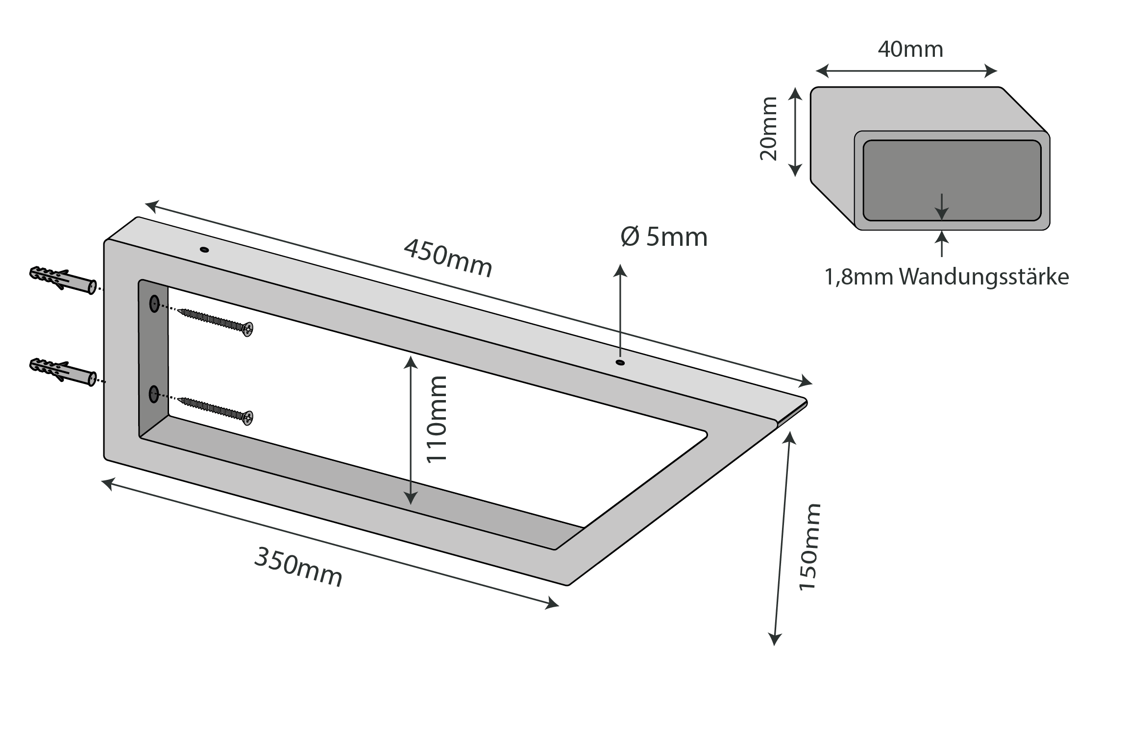 Juego de 2 soportes de pared SCHRÄG