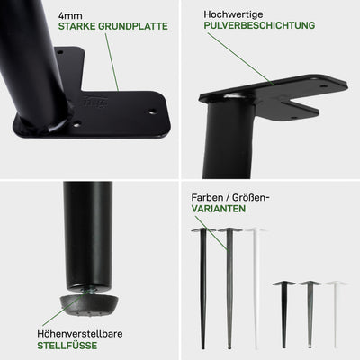4 Set conische benen