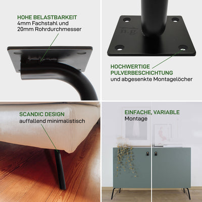 Lot de 4 pieds de meubles CURVED