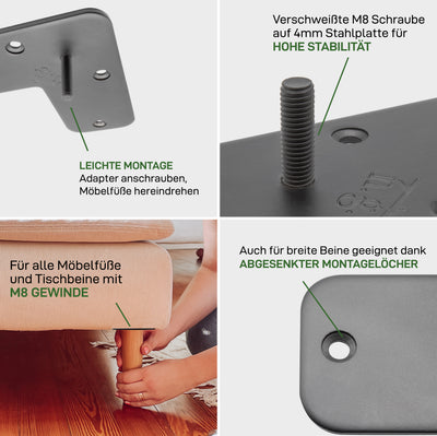 Juego de 4 placas de montaje CONICAL