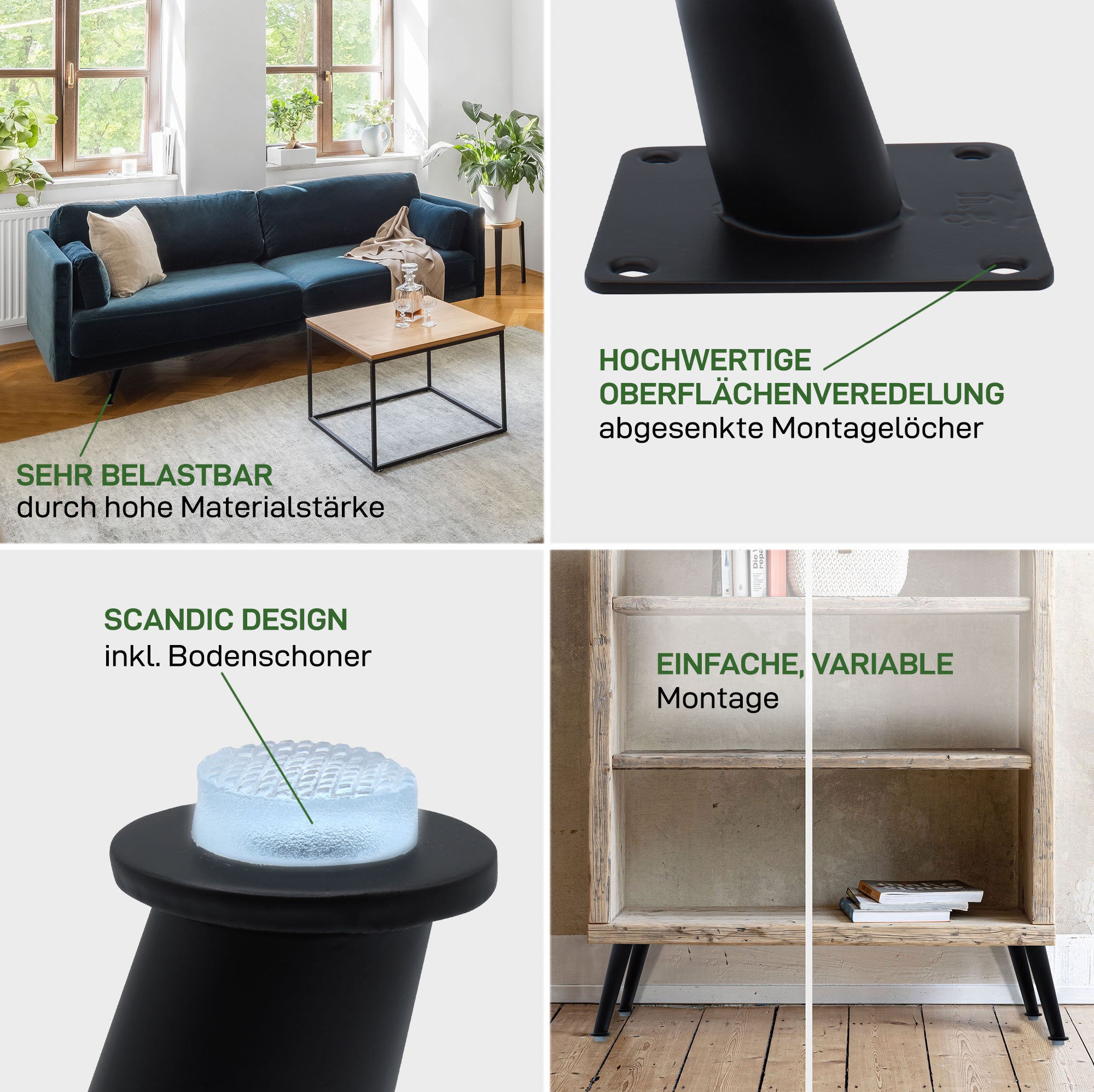 Lot de 4 pieds de meubles CONICAL